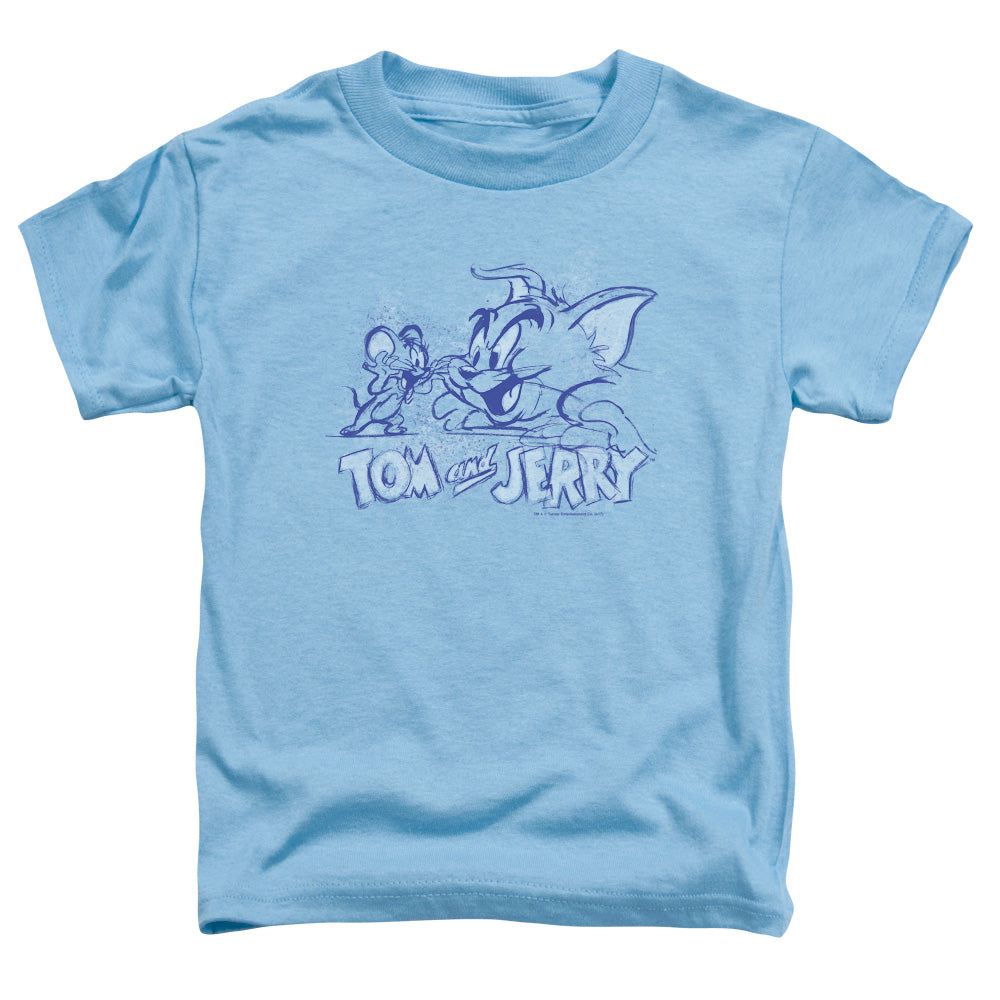 Tom and Jerry Sketchy Toddler Kids Youth T Shirt Carolina Blue