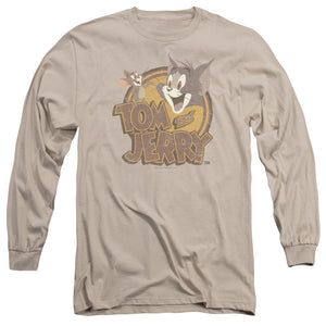 Tom and Jerry Water Damaged Mens Long Sleeve Shirt Sand