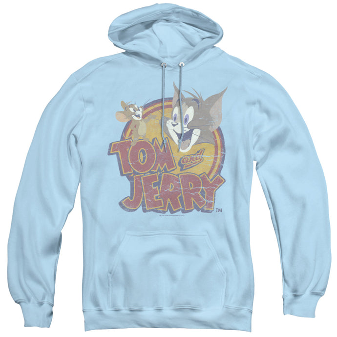 Tom and Jerry Water Damaged Mens Hoodie Light Blue