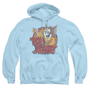 Tom And Jerry Water Damaged Mens Hoodie Light Blue