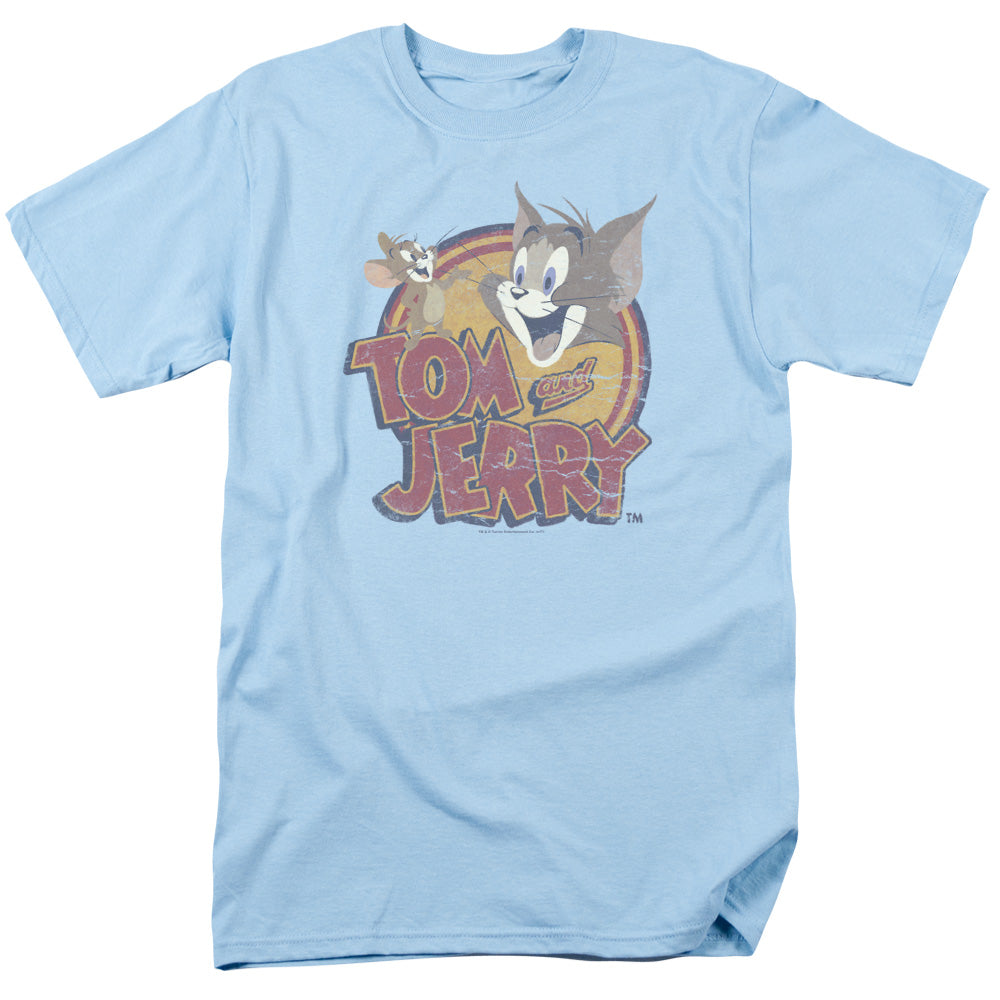 Tom and Jerry Water Damaged Mens T Shirt Light Blue