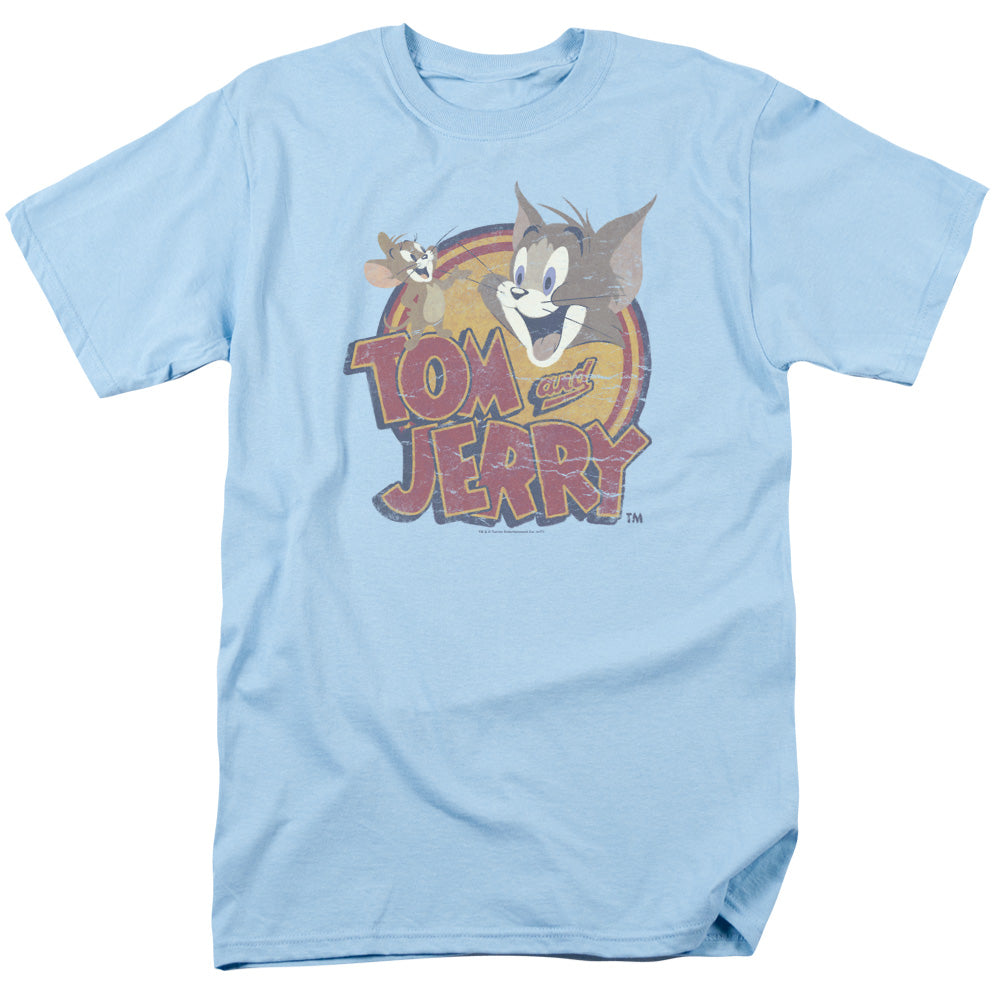 Tom And Jerry Water Damaged Mens T Shirt Light Blue