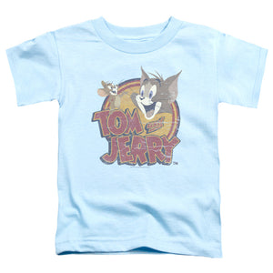 Tom and Jerry Water Damaged Toddler Kids Youth T Shirt Light Blue