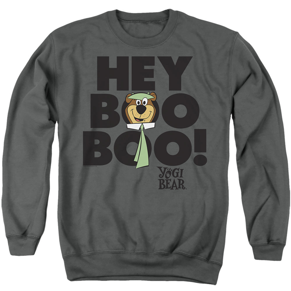 Yogi Bear Hey Boo Boo Mens Crewneck Sweatshirt Charcoal