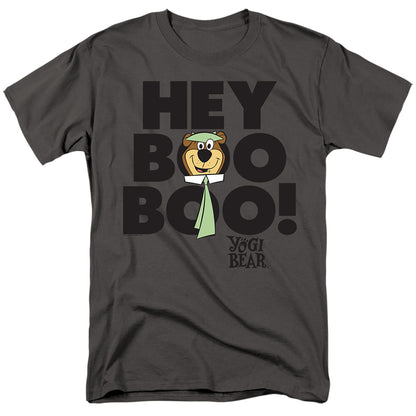 Yogi Bear Hey Boo Boo Mens T Shirt Charcoal