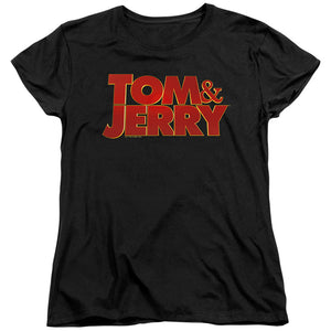 Tom And Jerry Movie Movie Logo Womens T Shirt Black