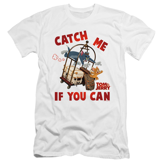 Tom And Jerry Movie Catch Me If You Can Premium Bella Canvas Slim Fit Mens T Shirt White