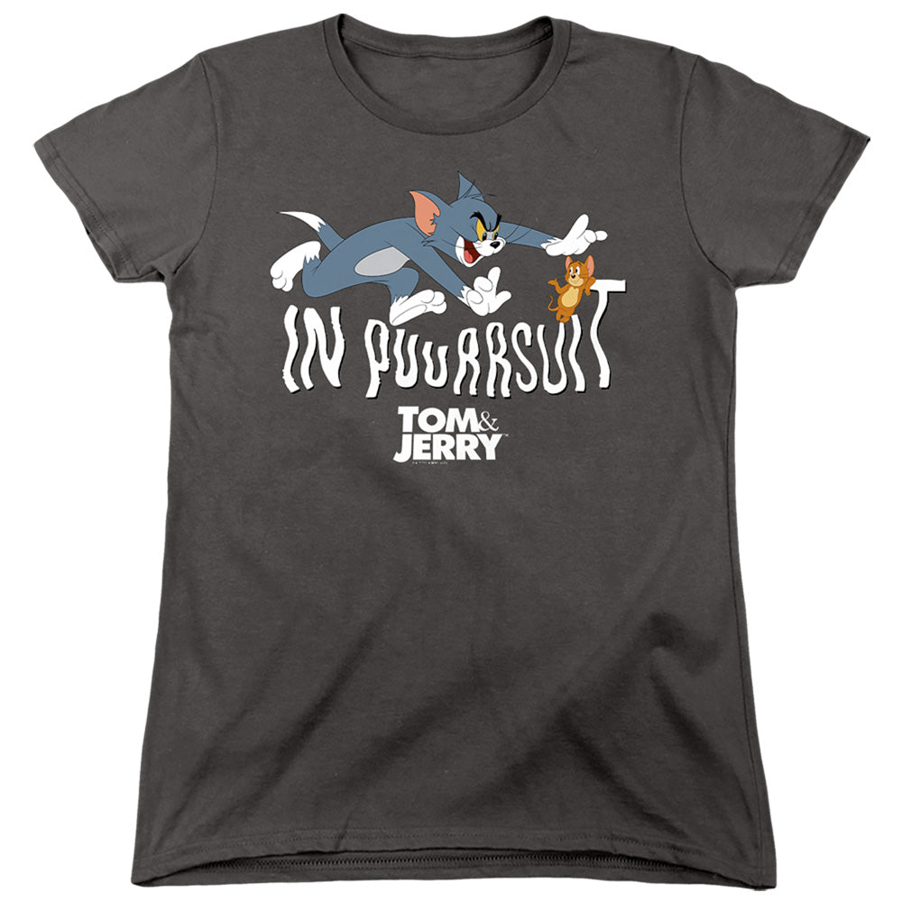 Tom And Jerry Movie In Pursuit Womens T Shirt Charcoal