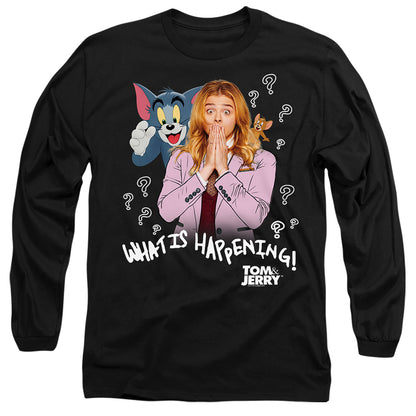 Tom And Jerry Movie What Is Happening Mens Long Sleeve Shirt Black