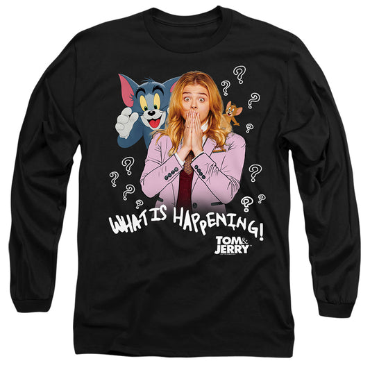 Tom And Jerry Movie What Is Happening Mens Long Sleeve Shirt Black