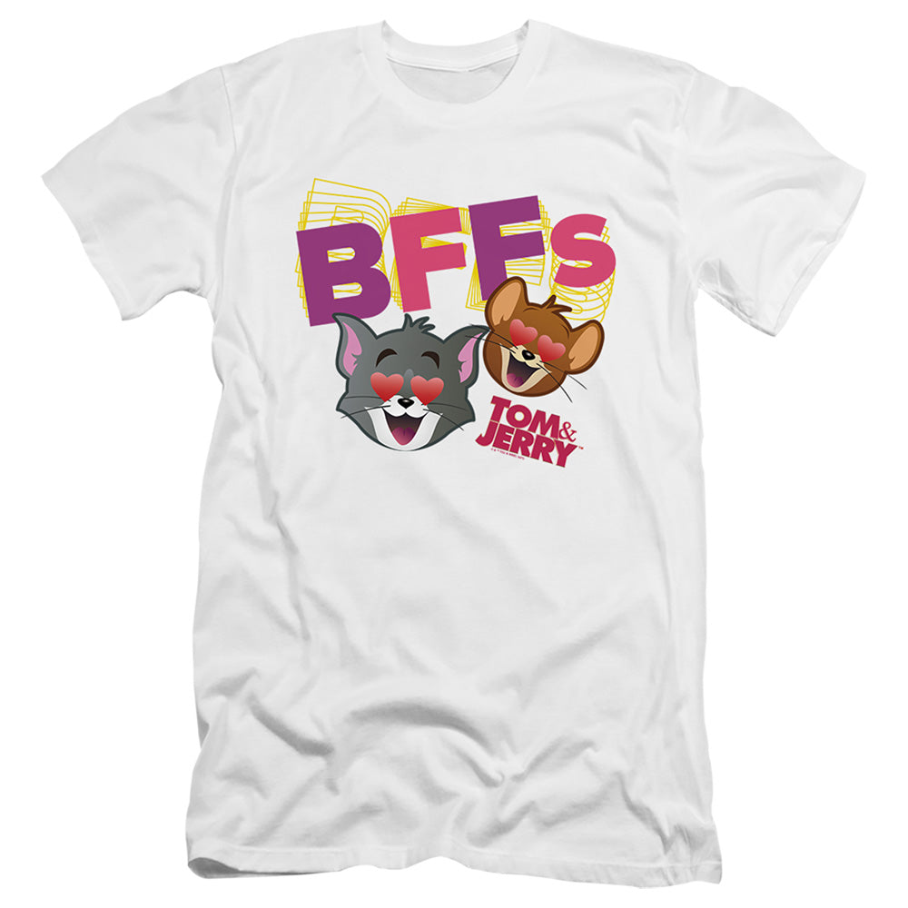 Tom And Jerry Movie Bffs Premium Bella Canvas Slim Fit Mens T Shirt White