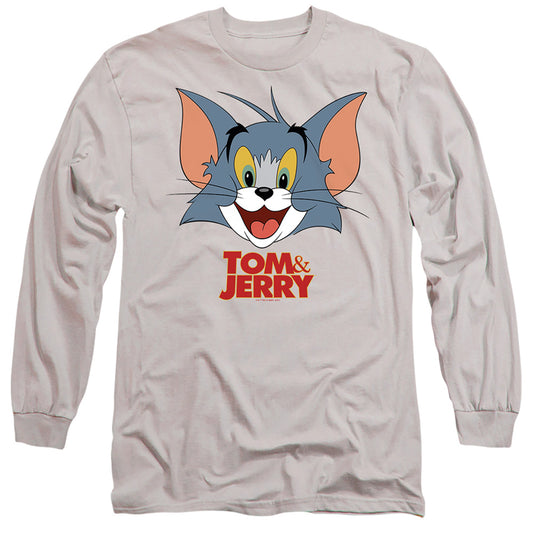 Tom And Jerry Movie Tom Head Mens Long Sleeve Shirt Silver