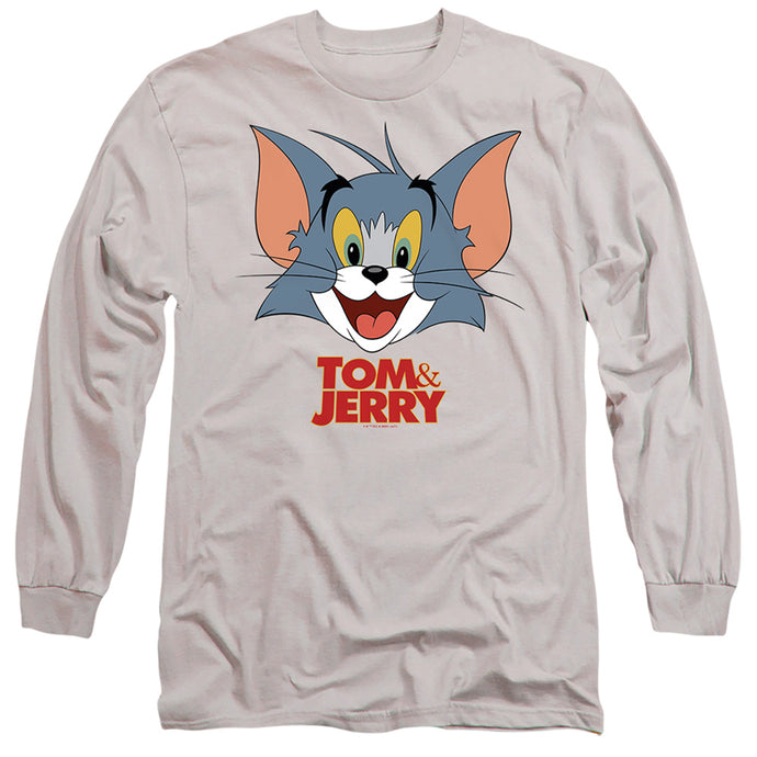 Tom And Jerry Movie Tom Head Mens Long Sleeve Shirt Silver