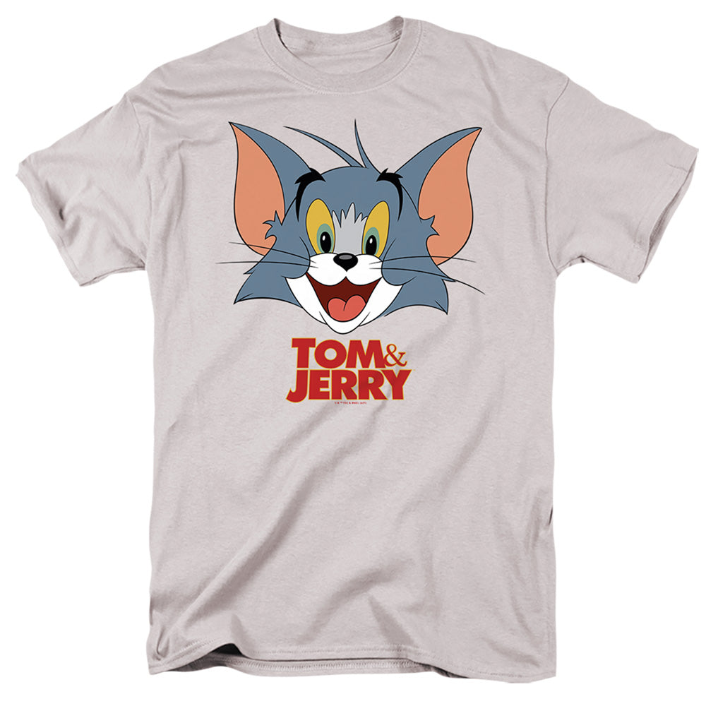 Tom And Jerry Movie Tom Head Mens T Shirt Silver