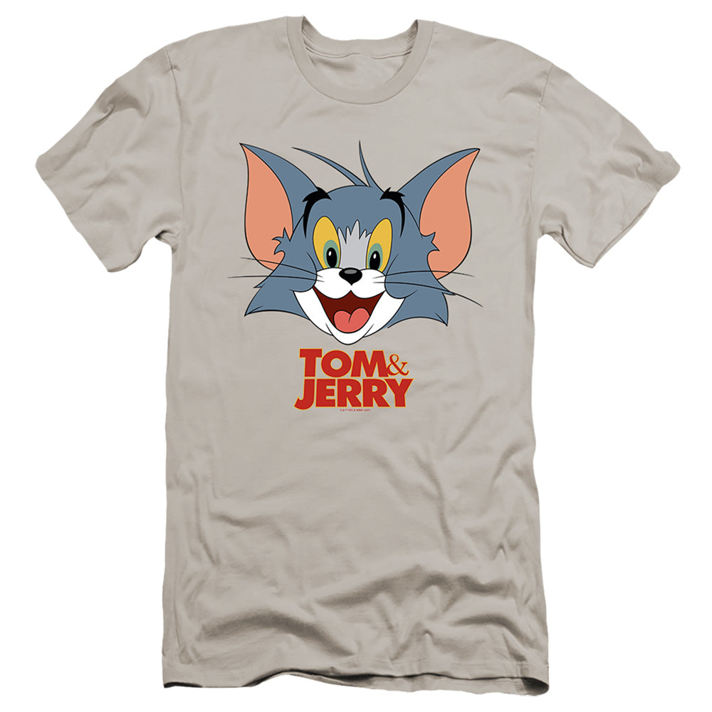 Tom And Jerry Movie Tom Head Premium Bella Canvas Slim Fit Mens T Shirt Silver