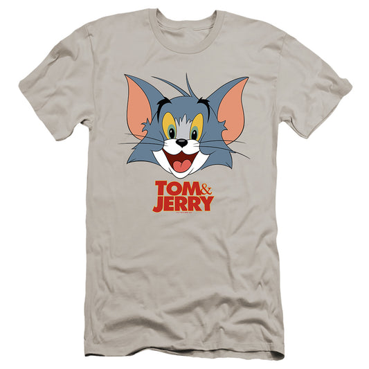 Tom And Jerry Movie Tom Head Premium Bella Canvas Slim Fit Mens T Shirt Silver