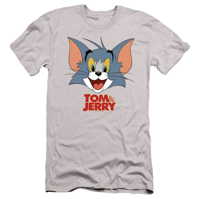 Tom And Jerry Movie Tom Head Slim Fit Mens T Shirt Silver