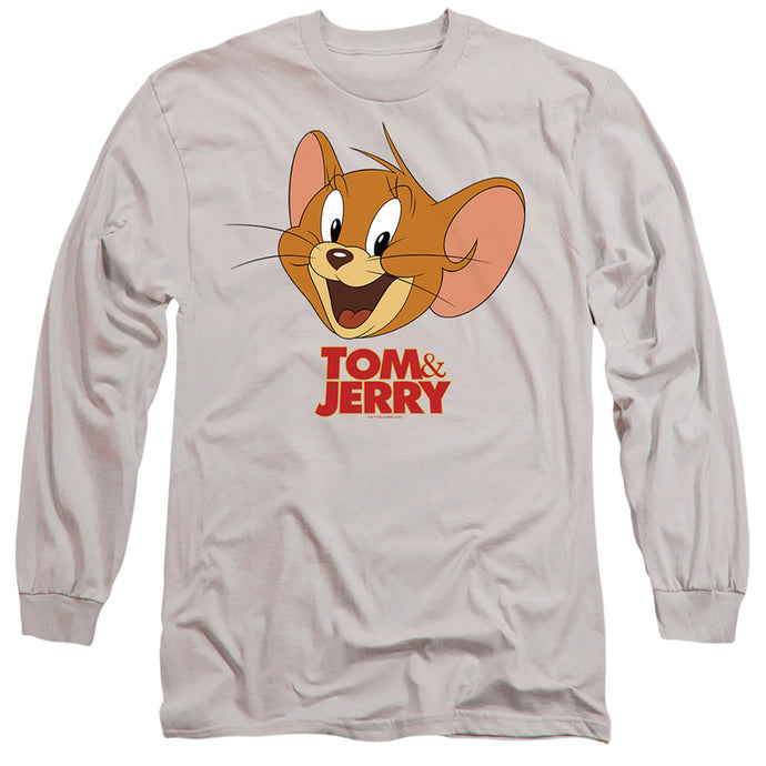 Tom And Jerry Movie Jerry Head Mens Long Sleeve Shirt Silver