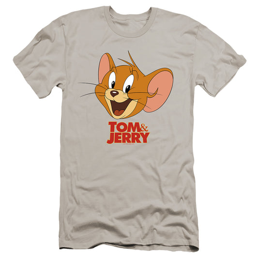 Tom And Jerry Movie Jerry Head Premium Bella Canvas Slim Fit Mens T Shirt Silver