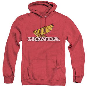 Honda Yellow Wing Logo Mens Heather Hoodie Red