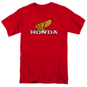 Honda Yellow Wing Logo Mens T Shirt Red