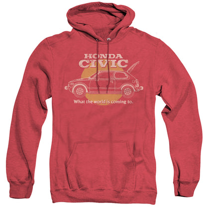 Honda Civic Coming World Mens Heather Hoodie Red