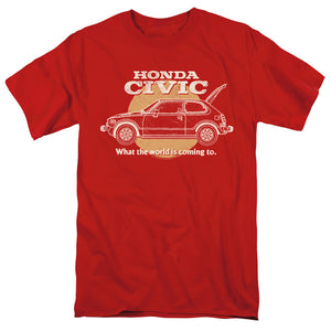 Honda Civic Coming World Mens T Shirt Red