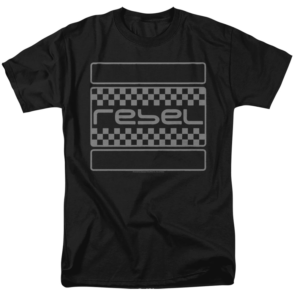 Honda Rebel Checkers Grey Mens T Shirt Black