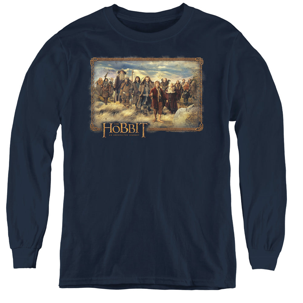 The Hobbit The Hobbit & Company Long Sleeve Kids Youth T Shirt Navy Blue