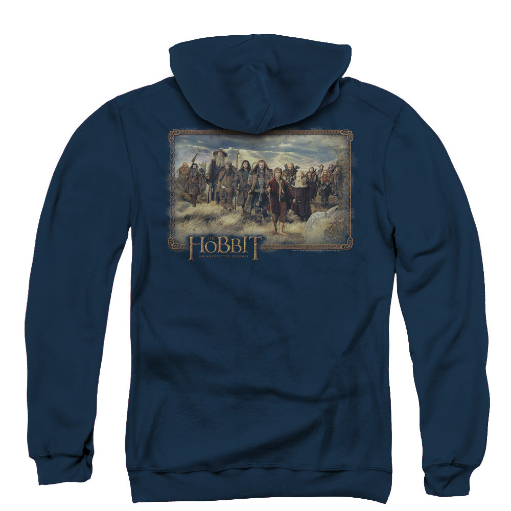 The Hobbit The Hobbit & Company Back Print Zipper Mens Hoodie Navy Blue