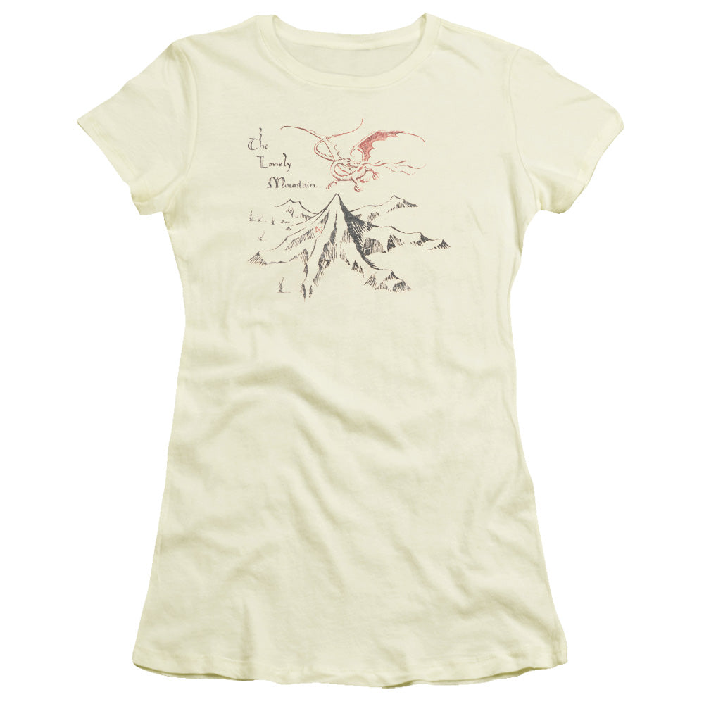 The Hobbit Lonely Mountain Junior Sheer Cap Sleeve Womens T Shirt Cream