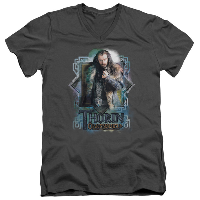 The Hobbit Thorin Oakenshield Mens Slim Fit V-Neck T Shirt Charcoal