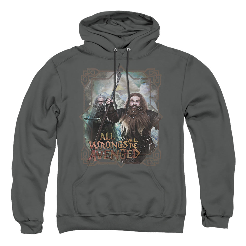 The Hobbit Wrongs Avenged Mens Hoodie Charcoal