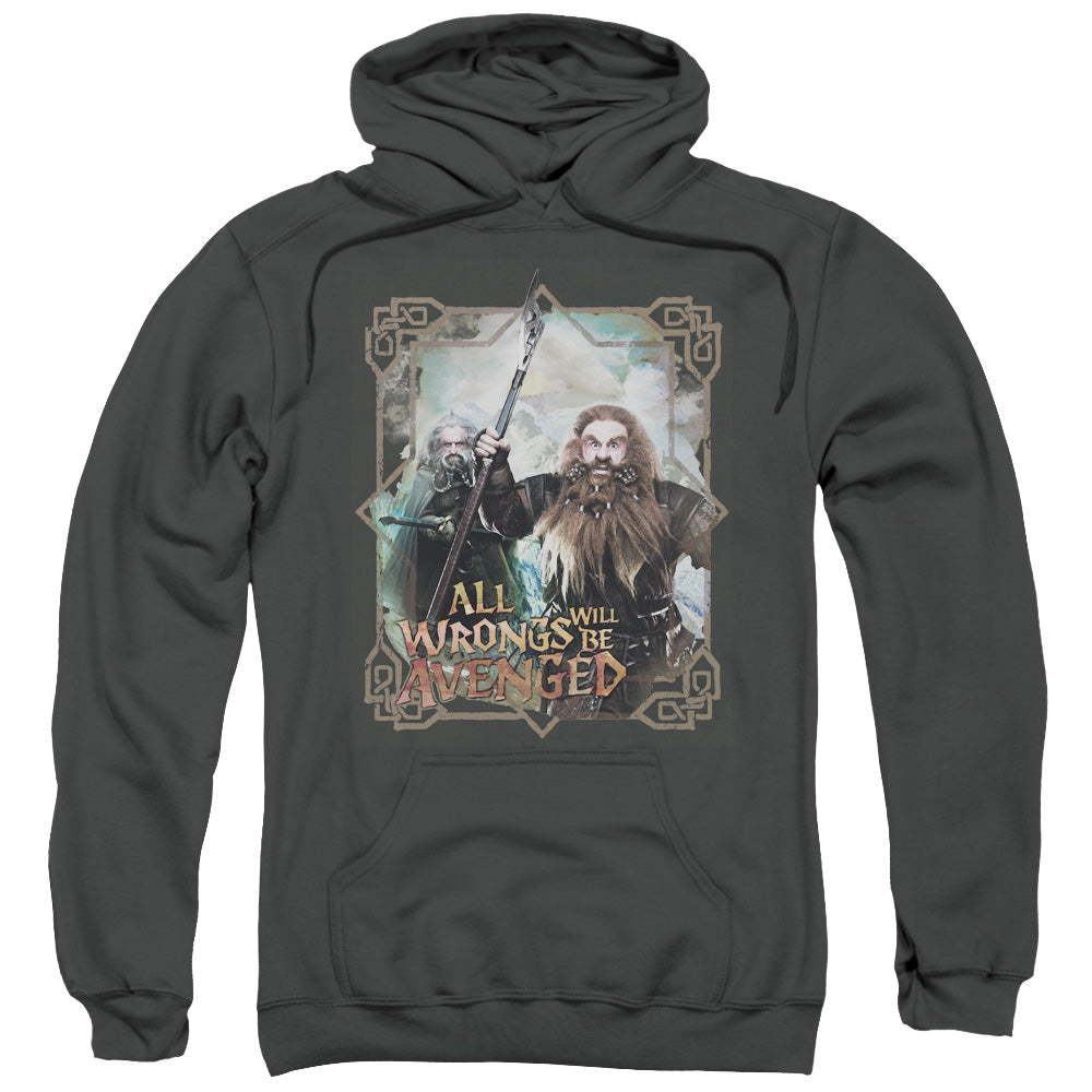 The Hobbit Wrongs Avenged Mens Hoodie Charcoal