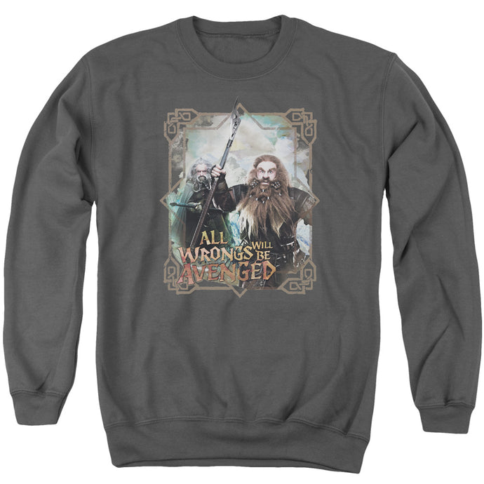 The Hobbit Wrongs Avenged Mens Crewneck Sweatshirt Charcoal