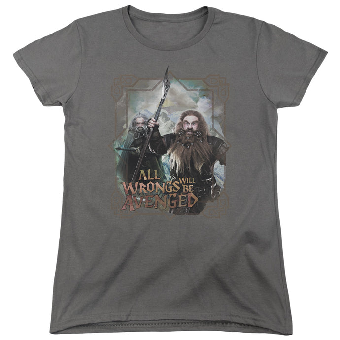 The Hobbit Wrongs Avenged Womens T Shirt Charcoal