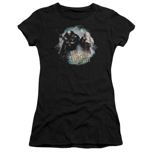 The Hobbit Were Fighters Junior Sheer Cap Sleeve Womens T Shirt Black