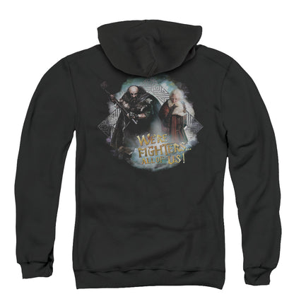 The Hobbit Were Fighters Back Print Zipper Mens Hoodie Black