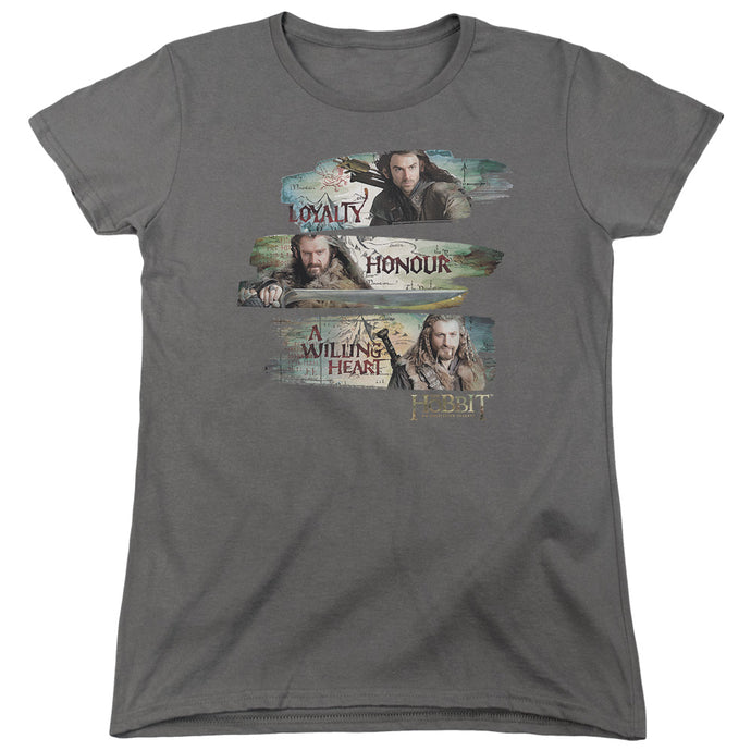 The Hobbit Loyalty and Honour Womens T Shirt Charcoal