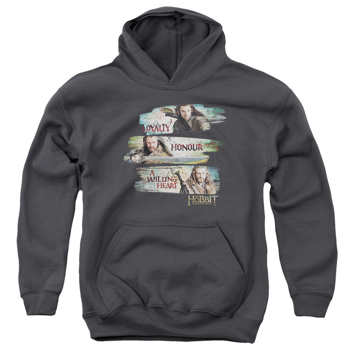 The Hobbit Loyalty and Honour Kids Youth Hoodie Charcoal