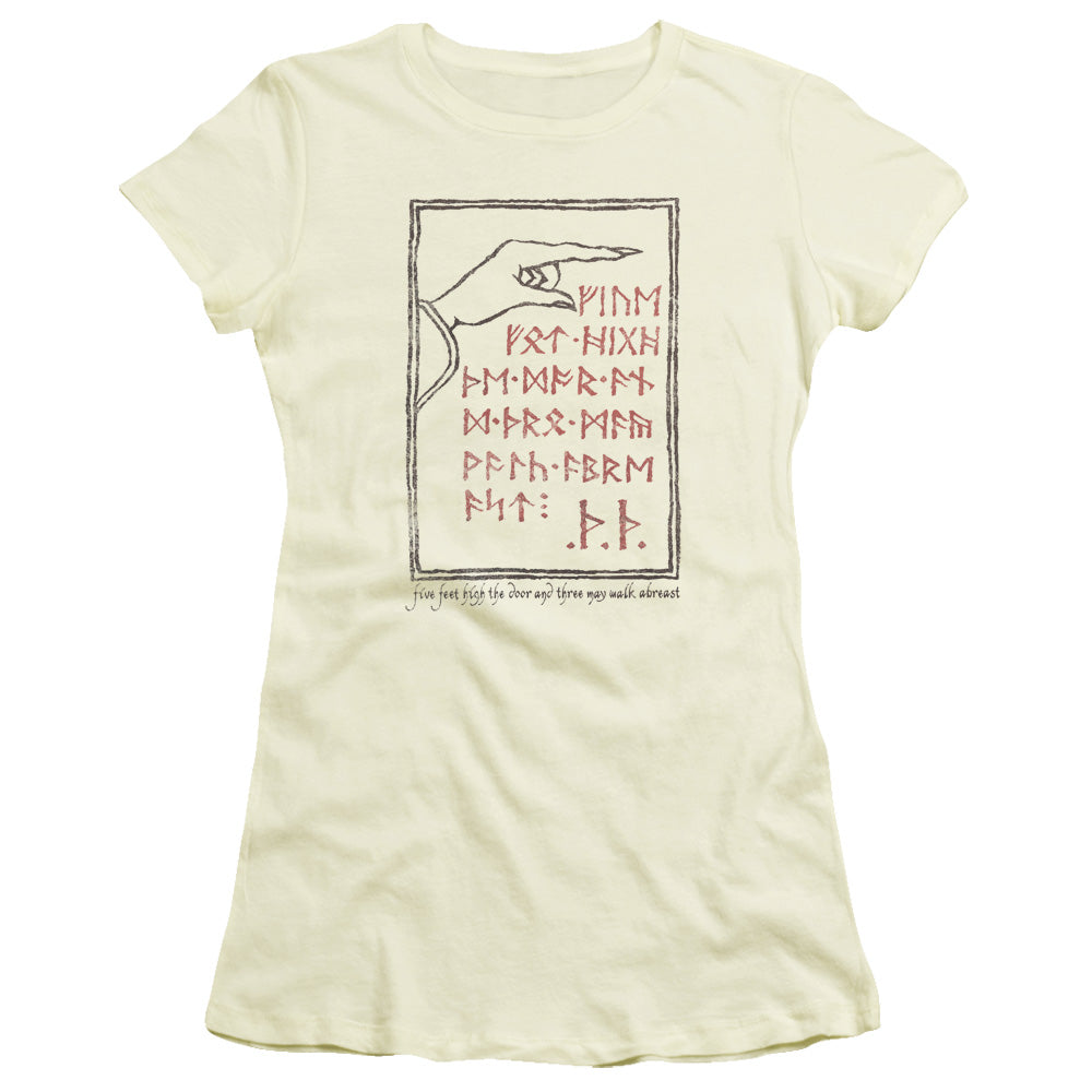 The Hobbit Back Door Junior Sheer Cap Sleeve Womens T Shirt Cream