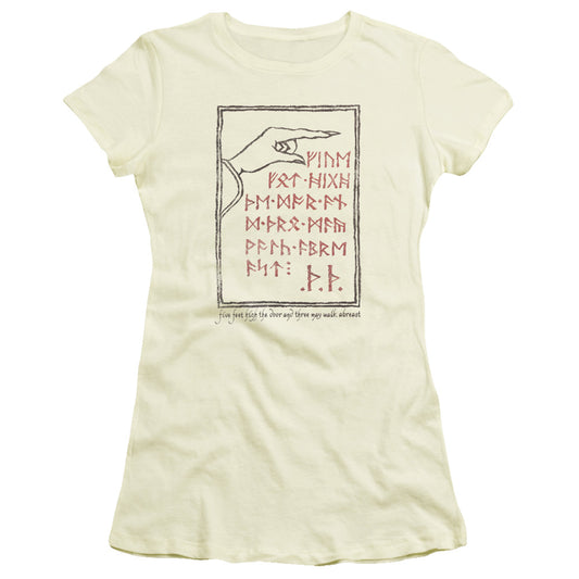 The Hobbit Back Door Junior Sheer Cap Sleeve Womens T Shirt Cream