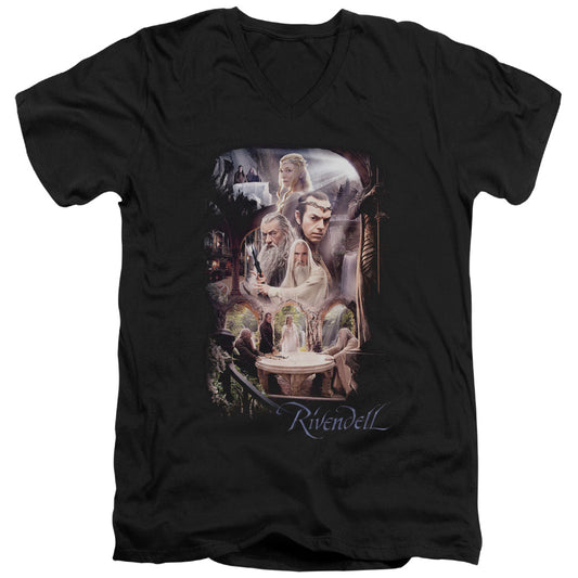 The Hobbit Rivendell Mens Slim Fit V-Neck T Shirt Black