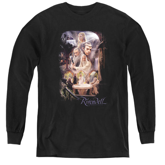 The Hobbit Rivendell Long Sleeve Kids Youth T Shirt Black