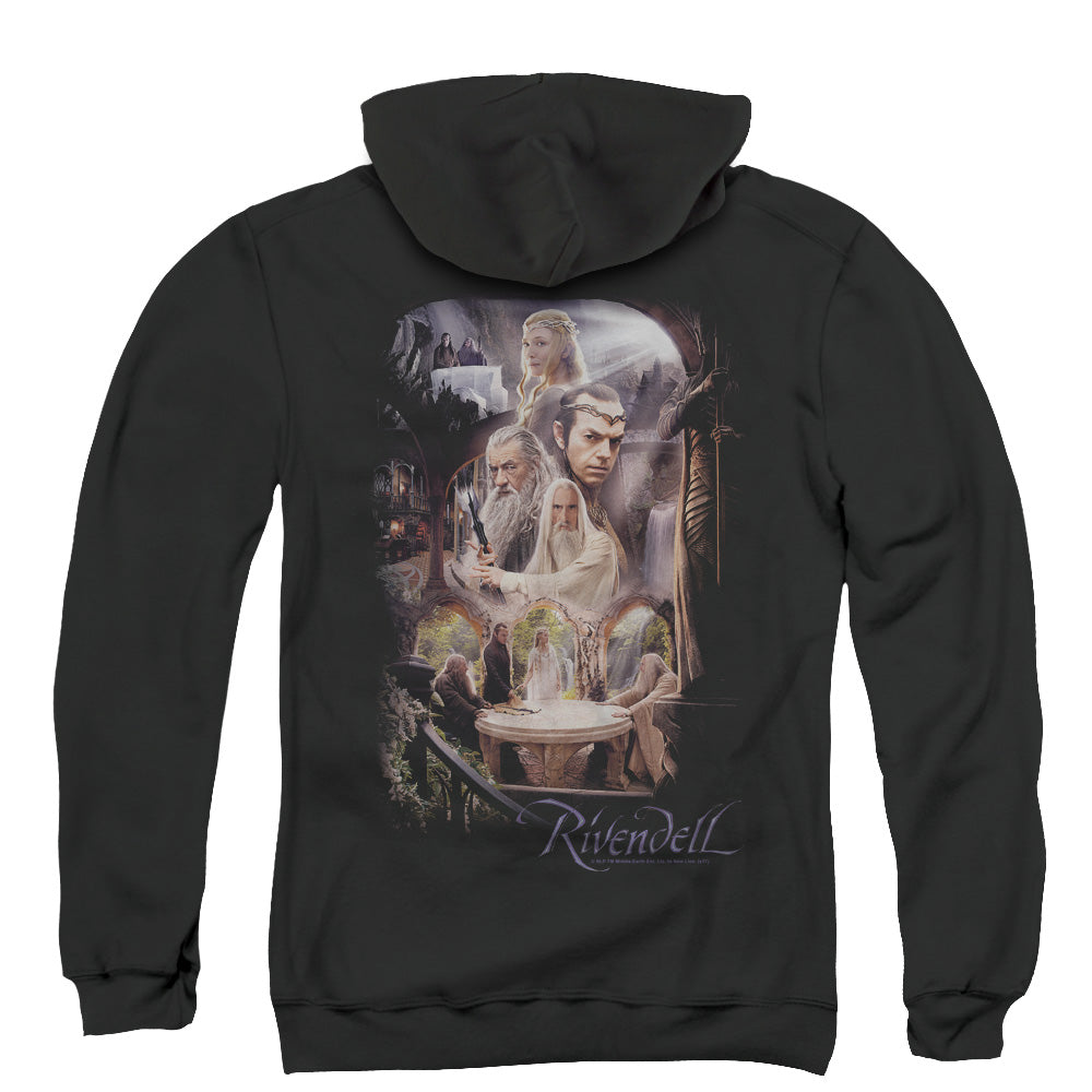 The Hobbit Rivendell Back Print Zipper Mens Hoodie Black