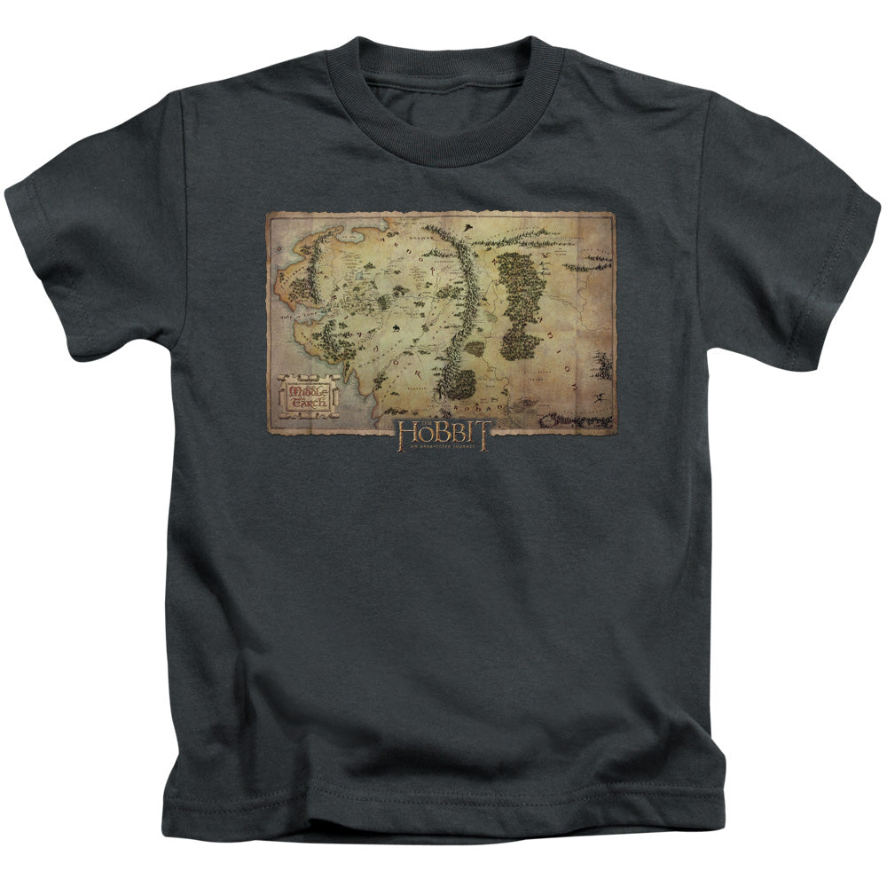 The Hobbit Middle Earth Map Juvenile Kids Youth T Shirt Charcoal