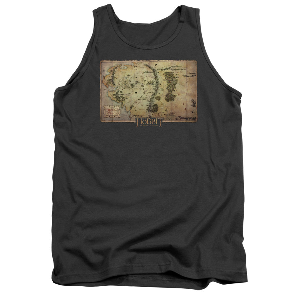 The Hobbit Middle Earth Map Mens Tank Top Shirt Charcoal