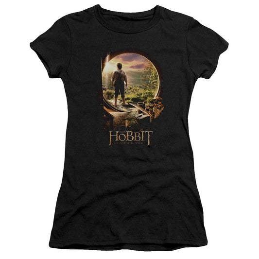 The Hobbit The Hobbit in Door Junior Sheer Cap Sleeve Womens T Shirt Black