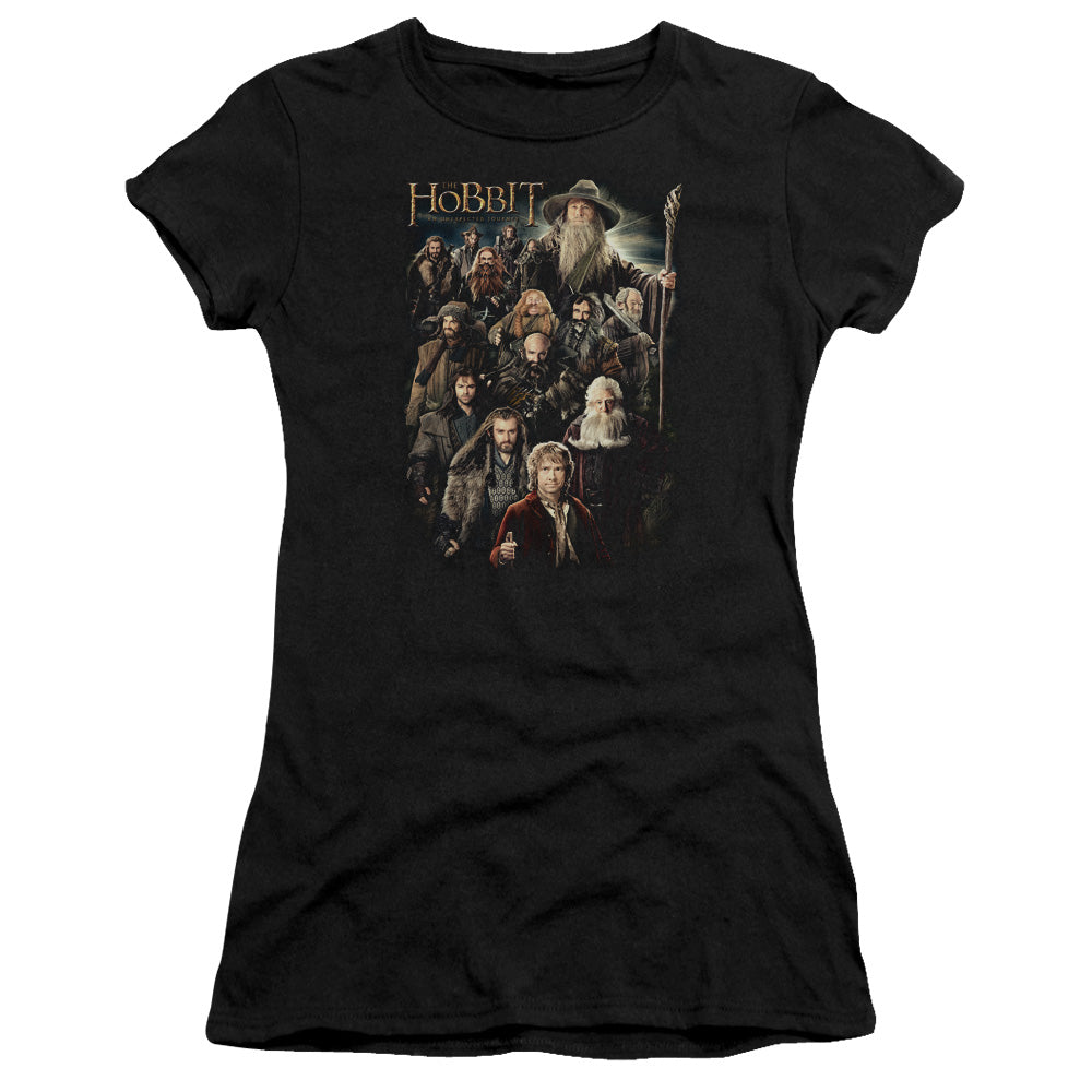 The Hobbit Somber Company Junior Sheer Cap Sleeve Womens T Shirt Black