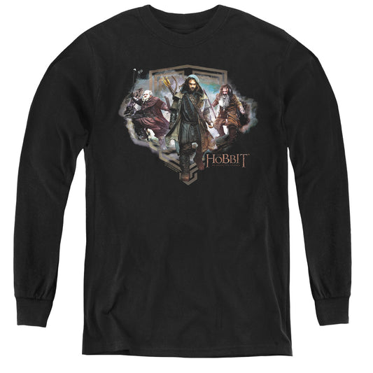 The Hobbit Three Dwarves Long Sleeve Kids Youth T Shirt Black